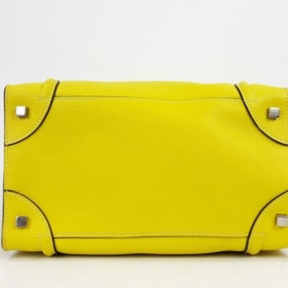 Celine Yellow Grainy Leather Double Handle Mini Luggage Full Zip Tote Bag - Picture 5 of 8